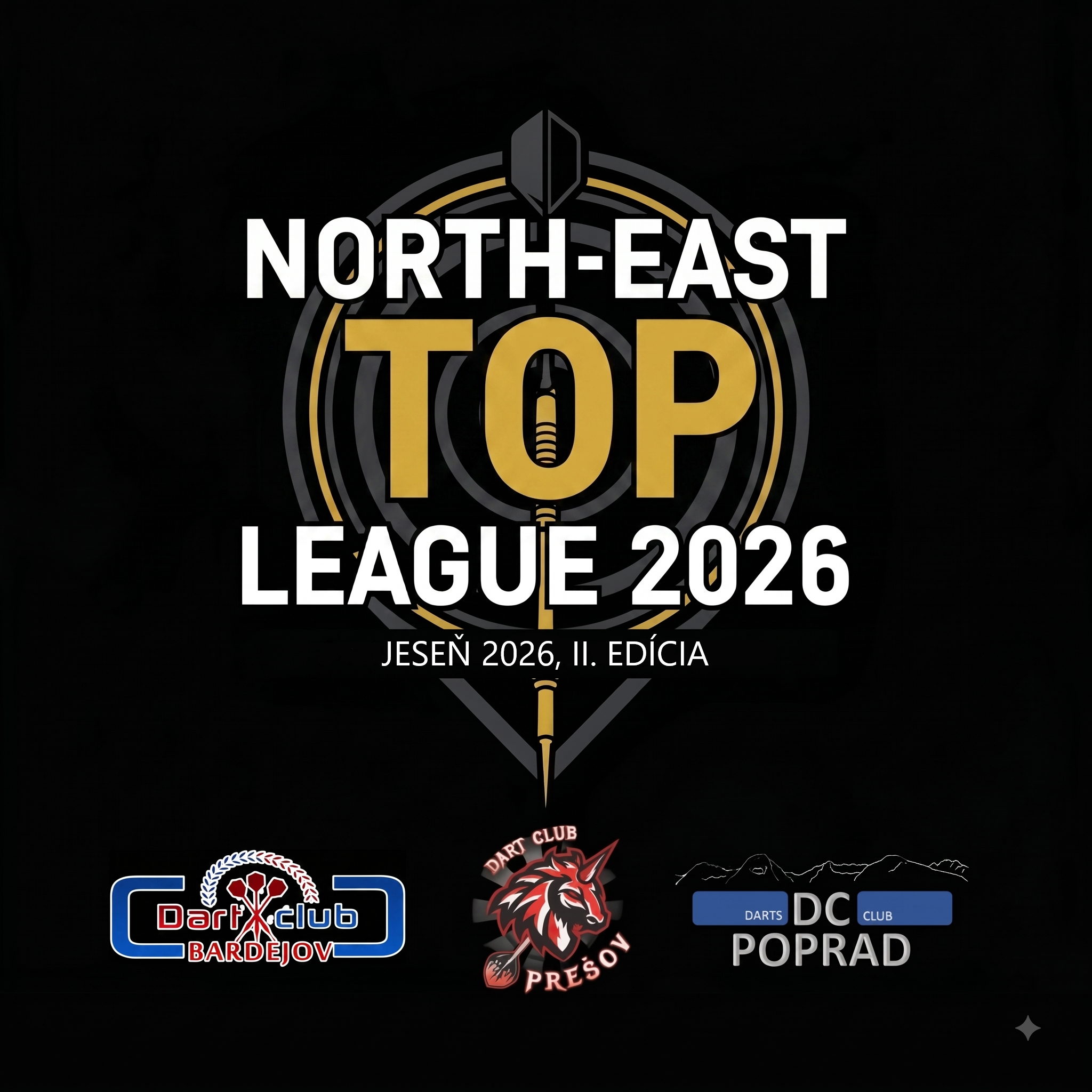 Logo regionálnej šípkarskej súťaže North-East TOP League Jeseň 2026